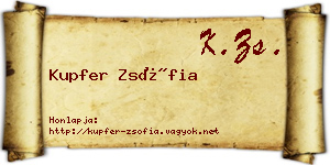Kupfer Zsófia névjegykártya